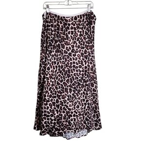 NWT Anthropologie Plus Skirt Animal Print Leopard Flare Knee Length Midi, sz 3X